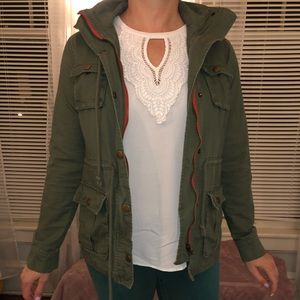 Market Spruce Army Green Coat w/ Zip Off Hood